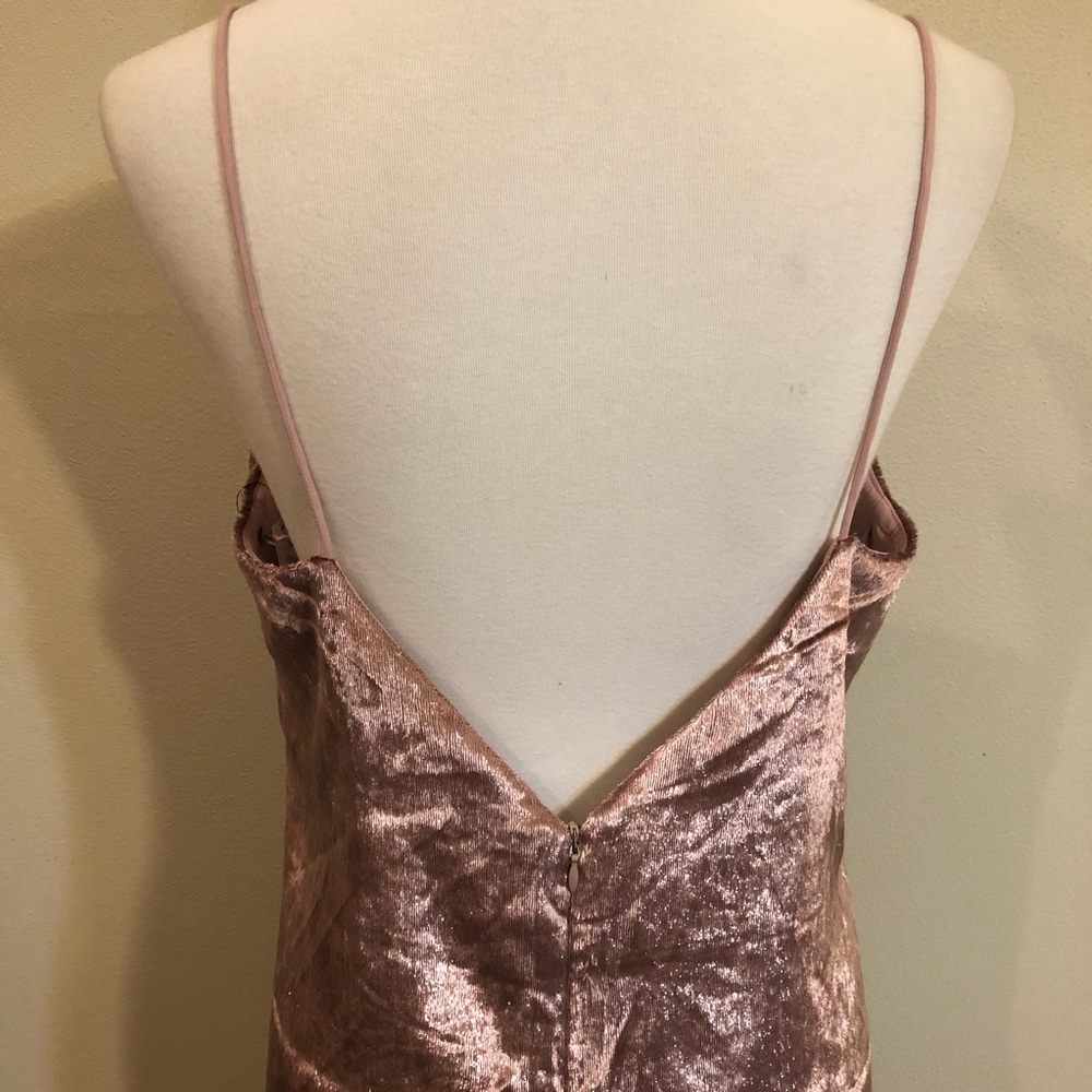 NWT Topshop Glam Pink Velvet Spaghetti Strap Dress - Picture 8 of 12